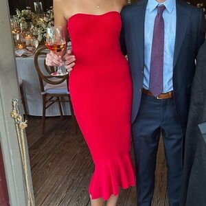 Elegant Red Strapless Dress